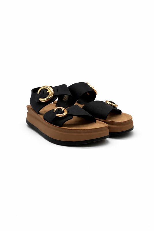 Lumberjack Sandalo Donna Neri con Platform