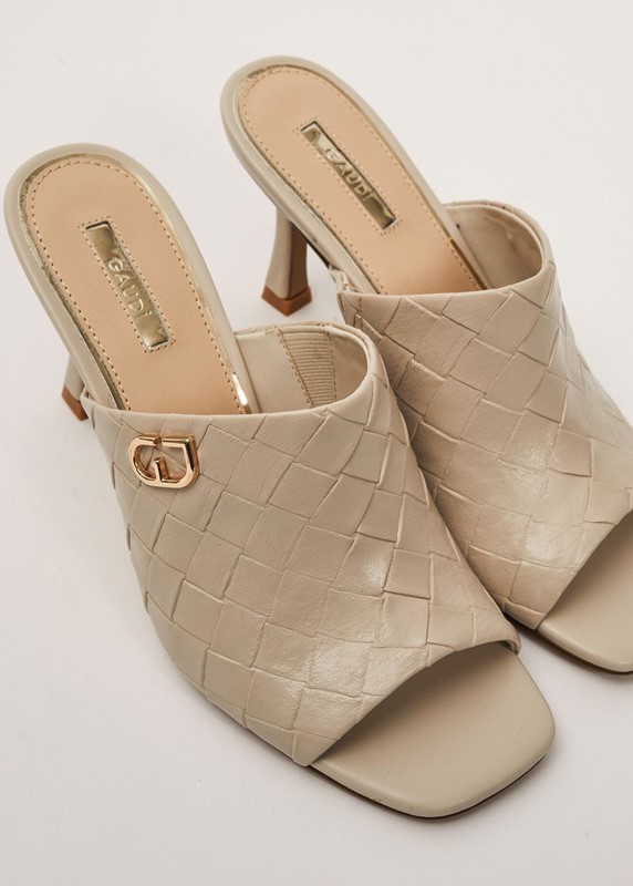 Gaudi' Sandalo Mule Beige Intrecciato