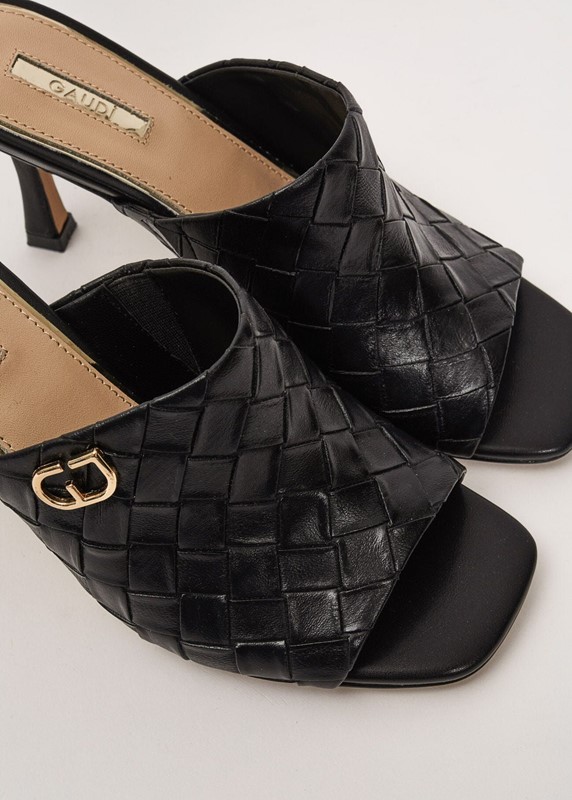 4E11F405281664664710F13C7C03F4F1_ Gaudi' Mule Donna Nero Intrecciato