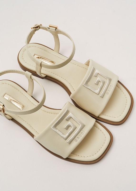 Gaudi' Sandalo Donna Panna e Logo Frontale