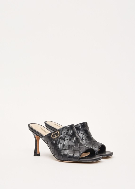 CCF1EE25884EA2381EDD5B4BD2CDEFCC_ Gaudi' Mule Donna Nero Intrecciato