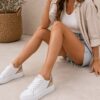 Emanuelle Vee Sneakers Donna in Pelle Bianca – Platform 4,5 cm