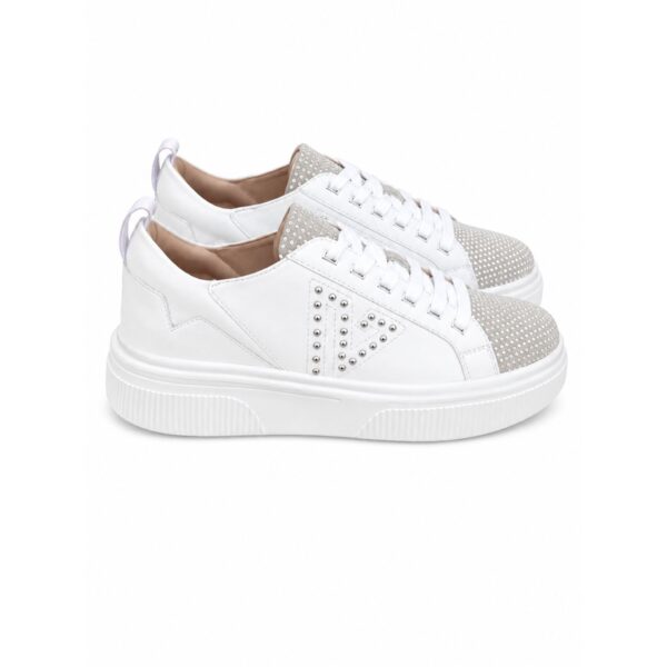 Emanuelle Vee Sneakers Donna Bianch con Strass – Suola 4,5 cm