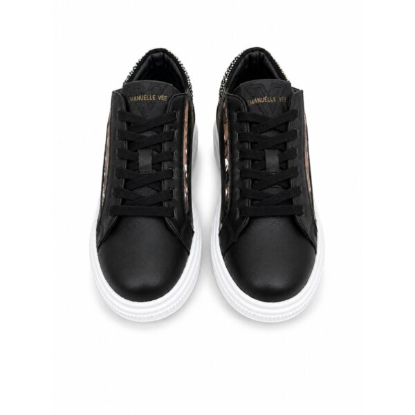 Emanuelle Vee Sneakers Donna Nere con Strass e Platform 4,5 cm