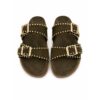 Mode ciabatte donna grigio con fasce intrecciate e strass