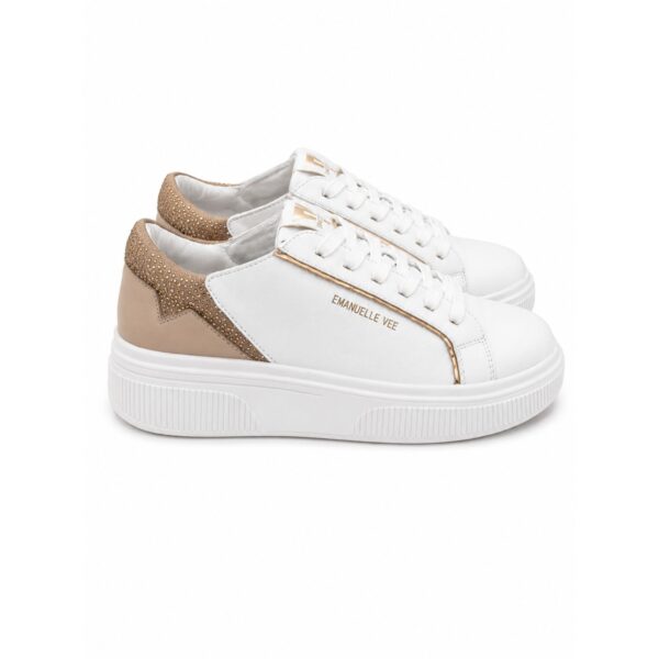 Emanuelle Vee Sneakers Donna in Pelle Bianca – Platform 4,5 cm