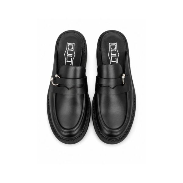 Sabot Mocassino Donna Cult Nero con Suola Carrarmato 4,5 cm