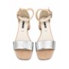 Carmens sandali  in camoscio beige e pelle laminata argento