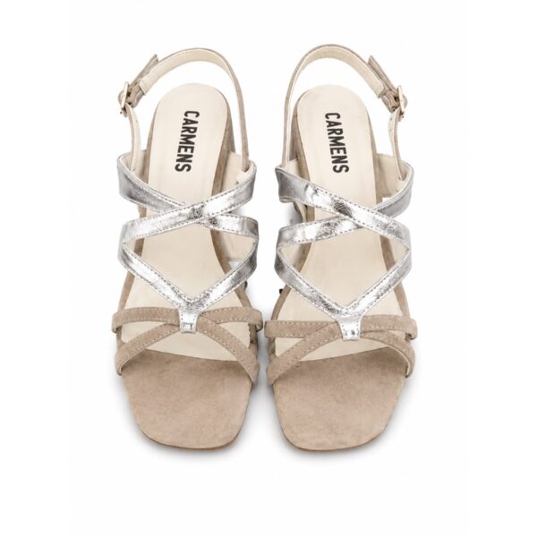 5D9929E09969E383B2D1D56586FDC22B_ Carmens sandalo donna beige e argento