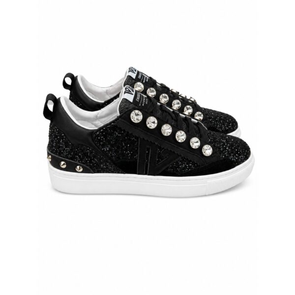 Emanuelle Vee Sneakers Donna Nere Glitter – Suola 4 cm