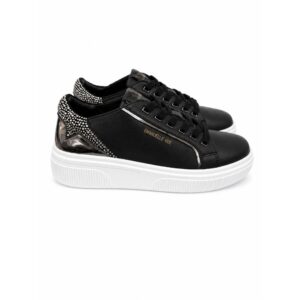 Emanuelle Vee Sneakers Donna Nere con Strass e Platform 4,5 cm