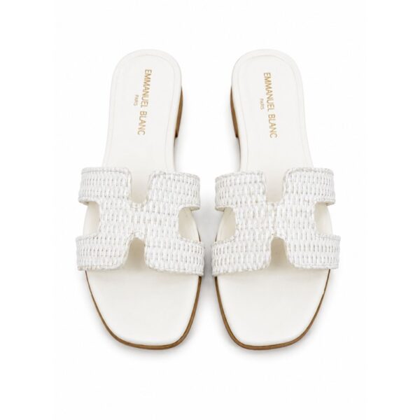 Emanuel blanc ciabatte donna in vera pelle con fascia in raf