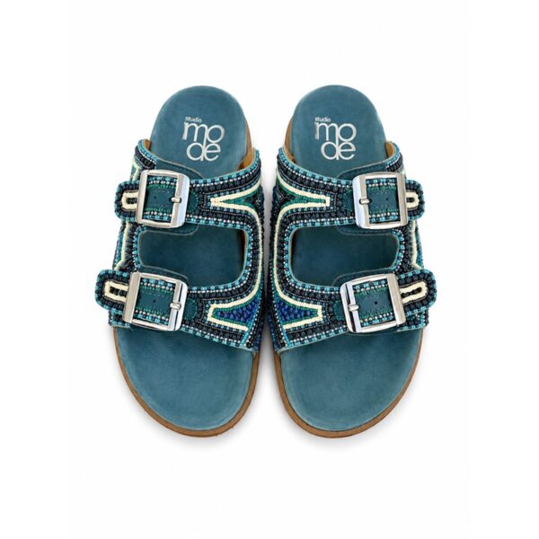 B81845FFDD5DEFDC5CE5295D698401CF_ Mode ciabatte donna azzurre in vera pelle con perline e dop