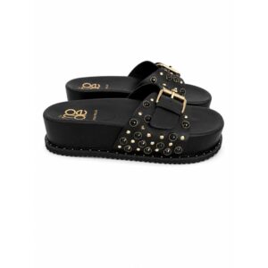 C84A63EDD9AA7B09AE37DDB17D399508_ Mode ciabatte donna nere con fibbia e borchie gioiello in v