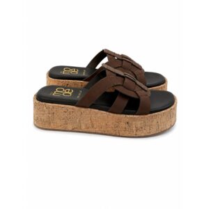 D0B03FE7DE2D81A66D13435C4C99F9EE_ Mode ciabatte donna marroni con zeppa effetto sughero in ve