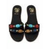 Mode ciabatte donna nere in vera pelle con pietre multicolor