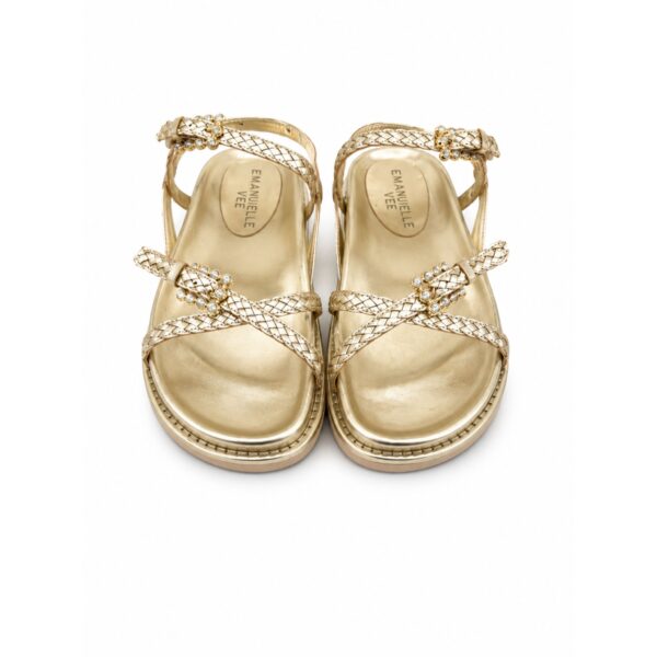 ce7a7c76-f173-490c-af7a-ed1fccccd683 Emanuelle Vee Sandali Donna Oro Intrecciati con Strass