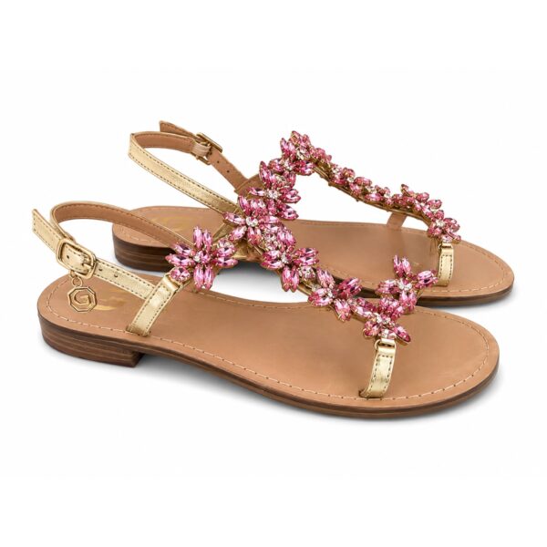 Gold&Gold Sandali Gioiello Donna Infradito con Pietre Fucsia