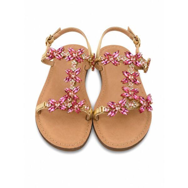 Gold&Gold Sandali Gioiello Donna Infradito con Pietre Fucsia