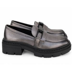 Marc Ellis Mocassini Donna Metallizzato con Fibbia e Suola Platform Carrarmato