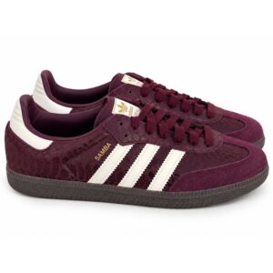 7609954DEF3CCEAEB5A87DB6440A11D0_ Adidas samba donna bordeaux in camoscio sneakers iconiche