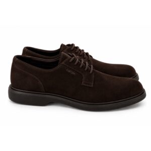 7C19FAB55456F024484F3BB0AF911063_ Geox scarpe uomo in camoscio marrone stringate eleganti ca