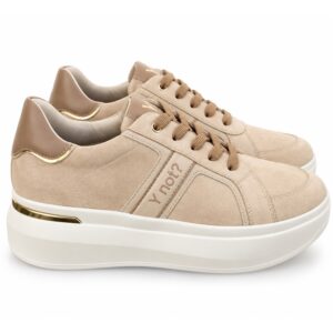 08E74B6AEAD53D2F4D4CCE81C7ECE82E_ Ynot sneakers donna con zeppa alta beige e marrone suola 5