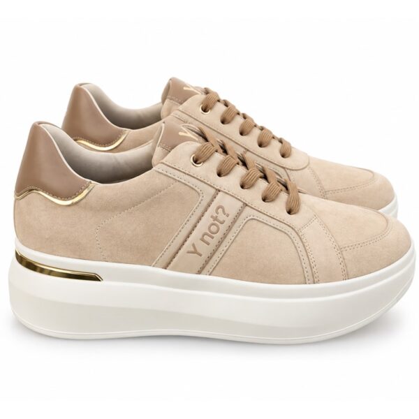 Ynot sneakers donna con zeppa alta beige e marrone  suola 5