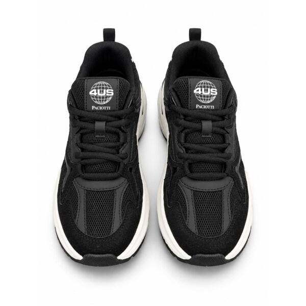 4us sneakers donna nere con suola alta 5 cm sportive e casua