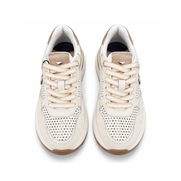 203C6EC6329ABFF80E7333BEBE7D9947_ Guardiani sneakers donna con zeppa alta nero e bianco