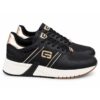 GaudÌ sneakers donna nere con zeppa alta, dettagli dorati e