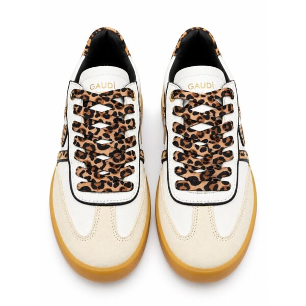 GaudÌ sneakers donna bianche con dettagli animalier leoparda