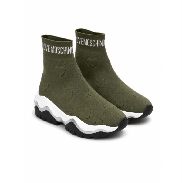 LOVE MOSCHINO Stivaletti Donna Verde Militare Suola Chunky