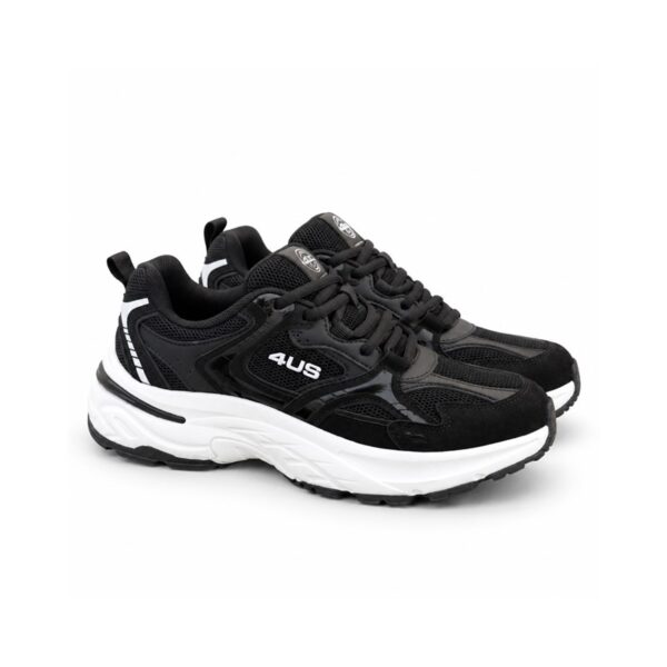 4us sneakers donna nere con suola alta 5 cm sportive e casua