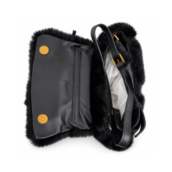 42ccfc9c-1511-4ab1-95ce-9947f6410240 Just Cavalli Borsa Donna Nera in Ecopelliccia con Fibbia Dorata