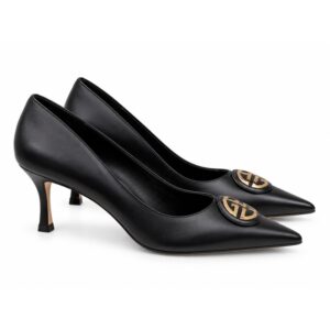 4F23401BAB20D0C981020F84358A0D5F_ GaudÌ dÉcolletÉ donna nere con logo dorato e punta sfilata
