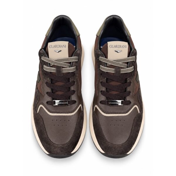 Guardiani sneakers uomo marroni e tortora con dettagli verde