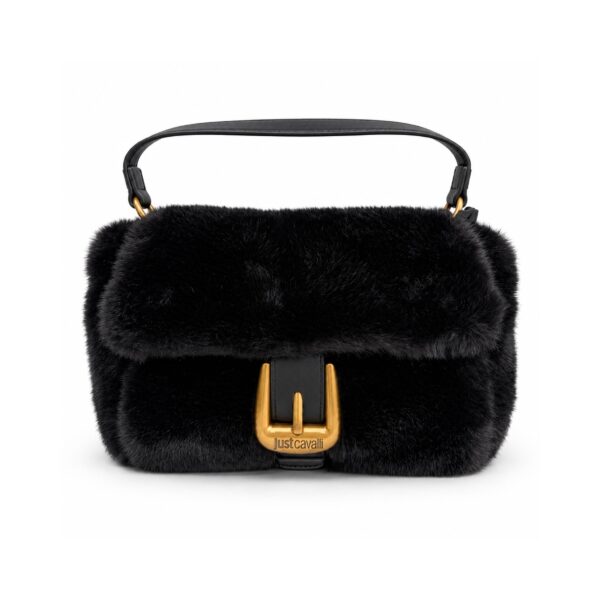 55c69739-178d-4878-ac9a-c695208b932d Just Cavalli Borsa Donna Nera in Ecopelliccia con Fibbia Dorata