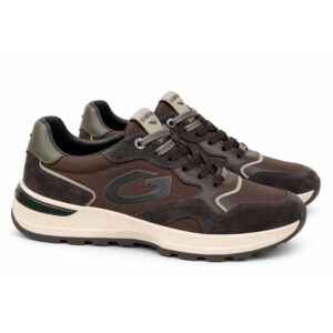 57F5D06ED25CAF4480F255D94E2BCF32_ Guardiani sneakers uomo marroni e tortora con dettagli verde