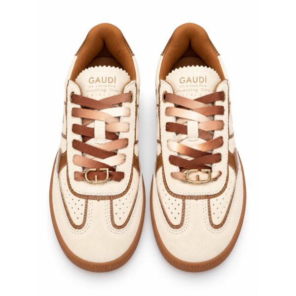 595E025F1E5F0D489FC8B52D6FD2F210_ GaudÌ sneakers donna beige e marroni con lacci multicolore e