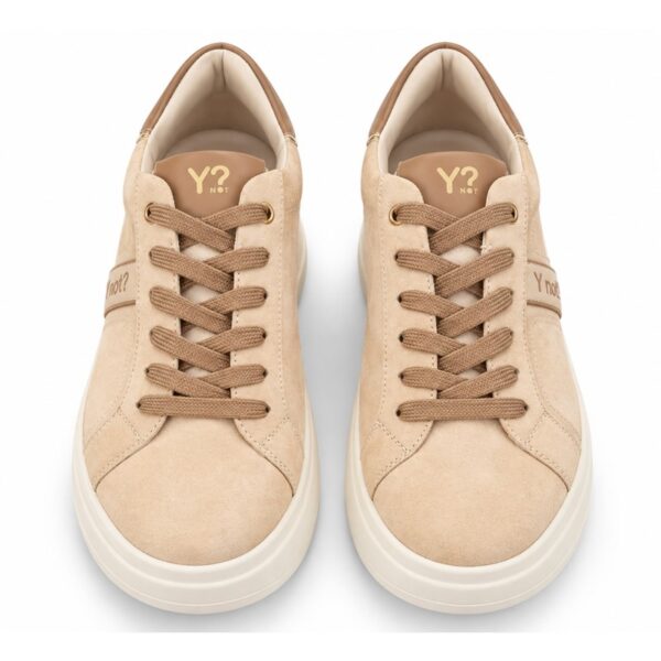 Ynot sneakers donna con zeppa alta beige e marrone  suola 5
