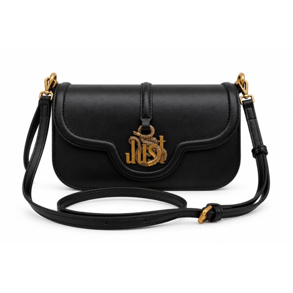 Just Cavalli Borsa Donna Nera a Tracolla con Serpente Dorato