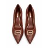 79F8BF209074C1C14065F0D72861347C_ GaudÌ dÉcolletÉ donna marroni a punta con logo dorato e tacc