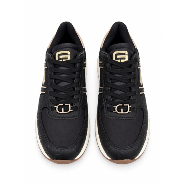 GaudÌ sneakers donna nere con zeppa alta, dettagli dorati e