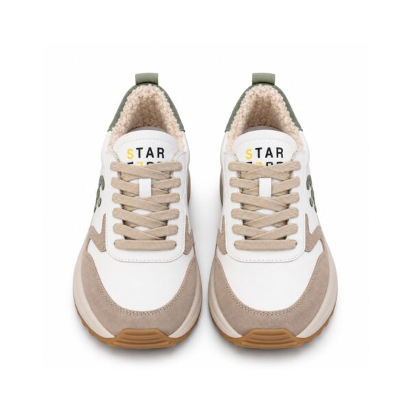 STAR FEET Sneakers Donna Bianche, Beige e Verde Salvia