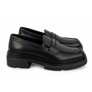 Emanuelle vee mocassini donna neri con suola platform e fond