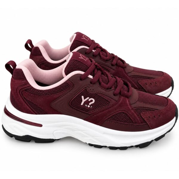 Ynot sneakers donna bordeaux con suola chunky e dettagli ros