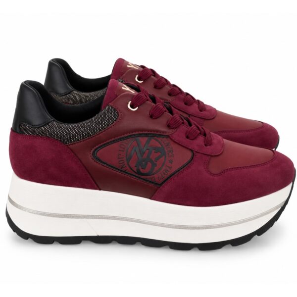99F210DD4588AB2CE12028C37E806277_ Ynot sneakers donna platform bordeaux e marroni altezza su