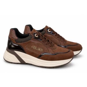 9F0214BB4E53F33BAC00166A0FA896E0_ 4us sneakers donna marroni con suola alta 5 cm e dettagli ve