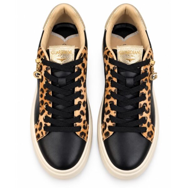 Guardiani sneakers donna nere con inserti animalier